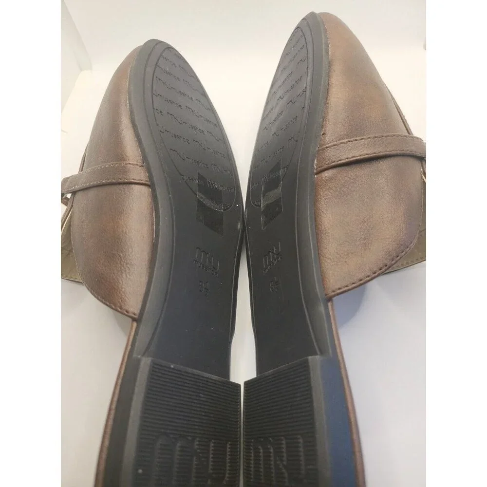 MUSSHOE Loafer for Women Brown Gold Slip on Flats New Without Tag 8.5 MNU‎